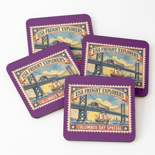Item preview, USA Freight Explorers | Columbus Day Special | Vintage Postage Stamp Semi Truck Art designed and sold by NomadForge.