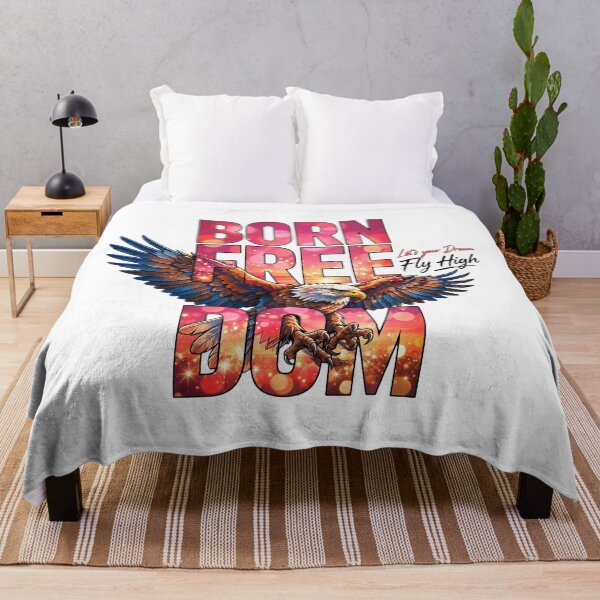 Item preview, Born Freedom Eagle Sunset Motivational Quote Art designed and sold by Vibe-Vary.