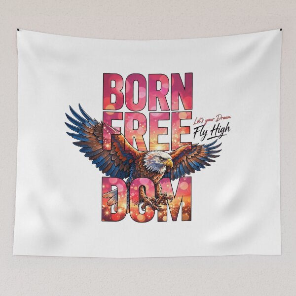 Item preview, Born Freedom Eagle Sunset Motivational Quote Art designed and sold by Vibe-Vary.