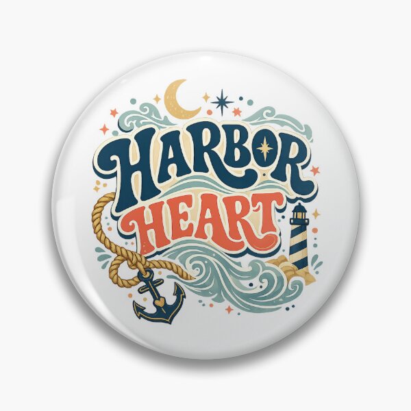 Item preview, Harbor Heart Nautical Ocean Lighthouse Anchor Coastal Retro Art Design designed and sold by inkoutninja.