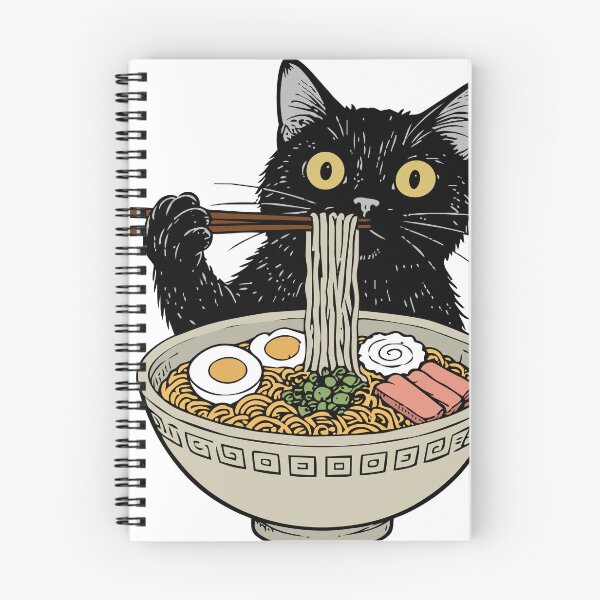 Item preview, Cute Black Cat Eating Ramen Japanese Style T-Shirt designed and sold by awesome-loob.