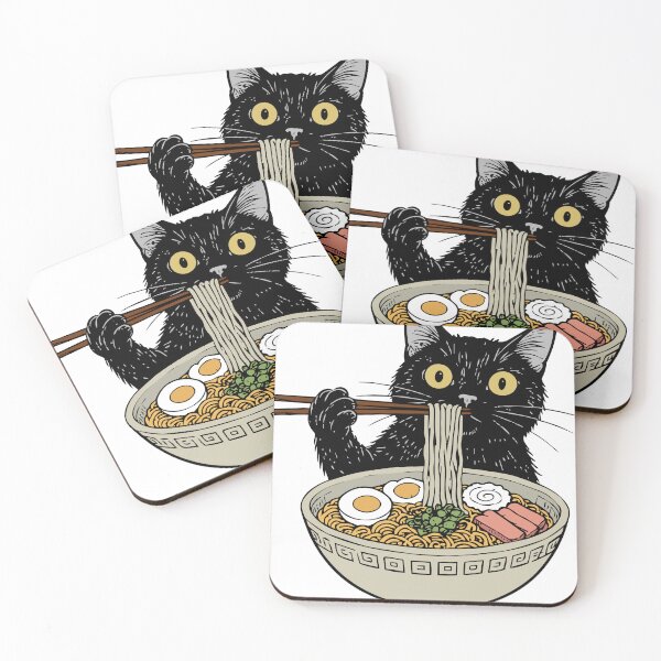 Item preview, Cute Black Cat Eating Ramen Japanese Style T-Shirt designed and sold by awesome-loob.