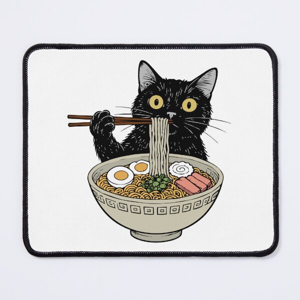 Item preview, Cute Black Cat Eating Ramen Japanese Style T-Shirt designed and sold by awesome-loob.