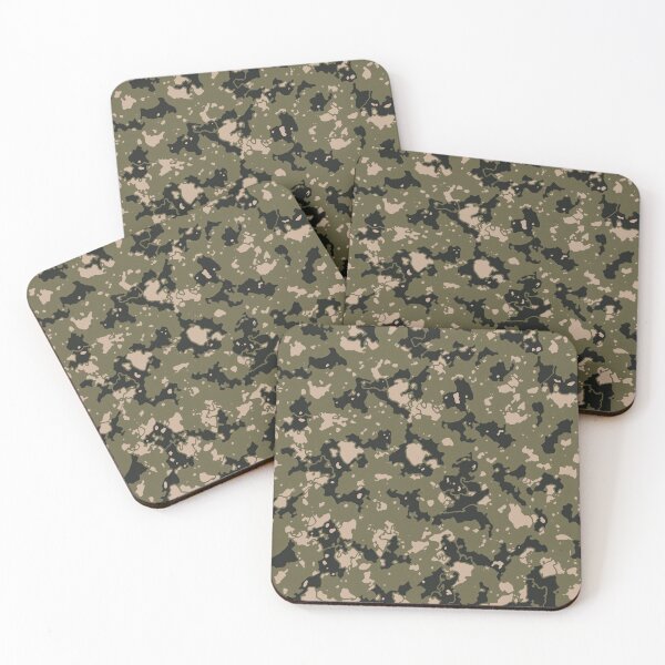 Item preview, Military Camouflage Distorted Glass Canvas Patterns in Green, Beige and Black designed and sold by ShopieHome.