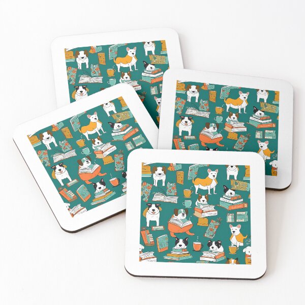 Item preview, Books And Coffee And Dogs And Social Justice. Cartoon Pattern designed and sold by blowerkatherine.