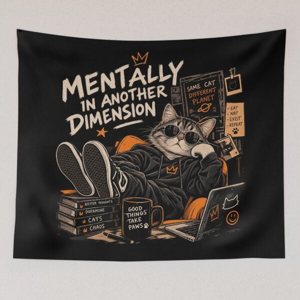 Item preview, Mentally In Another Dimension - Chill Cat Desk Streetwear designed and sold by GenZFashion000.