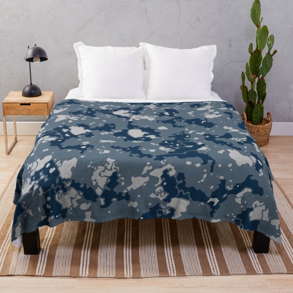 Item preview, Winter Camouflage Distorted Glass Canvas Patterns in Blue Shades designed and sold by ShopieHome.