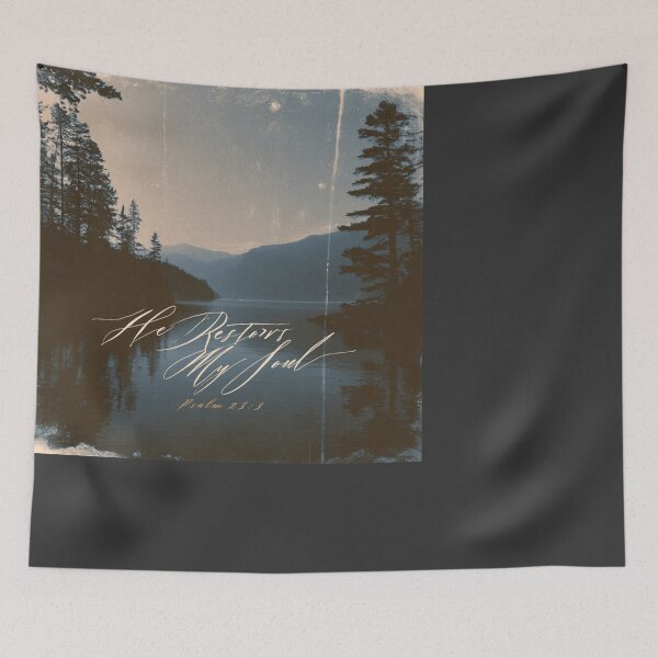 Item preview, He Restores My Soul Psalm 23:3 Vintage Nature designed and sold by NicolasGlowArt.