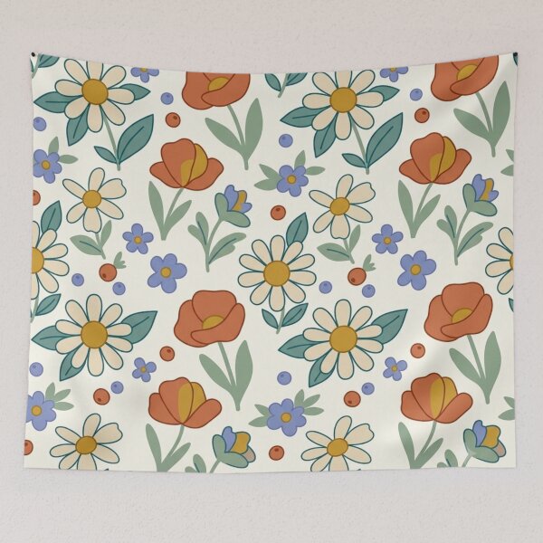 Item preview, Groovy 70s Retro Floral Pattern designed and sold by ShivCraftStudio.