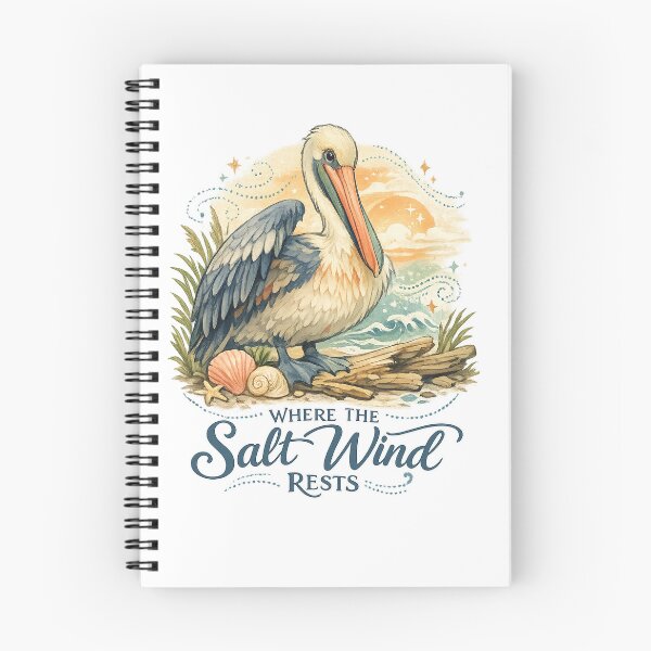 Item preview, Where the Salt Wind Rests Pelican Coastal Ocean Watercolor Art Design designed and sold by inkoutninja.