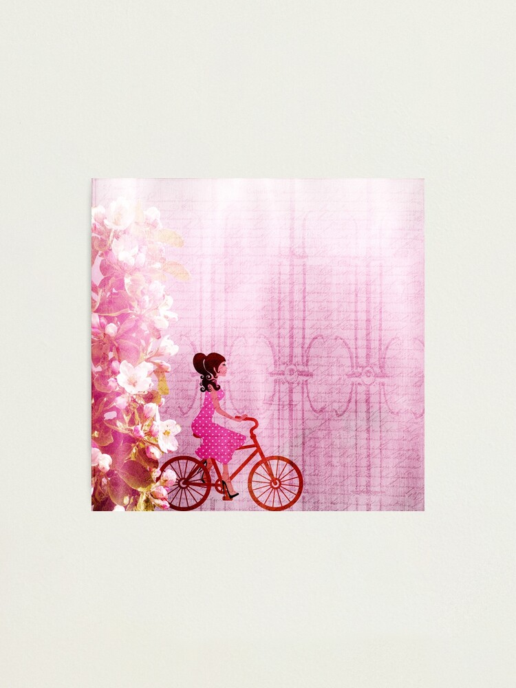 Madchen Fahrrad Rosa Schones Kunst Schulnotizbuch Fur Tochter Fotodruck Von Vicekingwear Redbubble