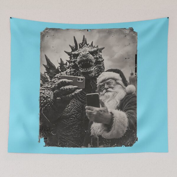 Item preview, Godzilla Santa Claus Vintage Selfie Photo designed and sold by Watersongnerd.