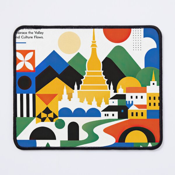 Item preview, Colorful geometric travel poster celebrating Muang Xay, Laos, designed and sold by ckybe.