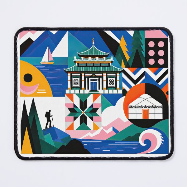 Item preview, Colorful geometric travel poster featuring Karakol, Kyrgyzstan, designed and sold by ckybe.