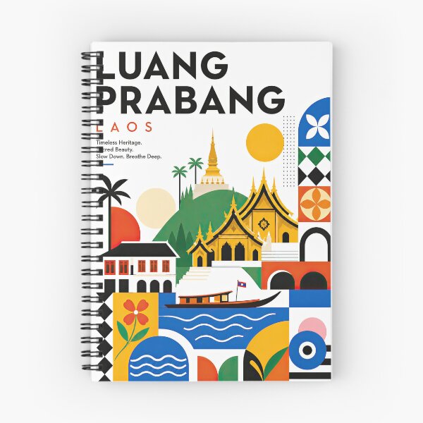 Item preview, Illustrated travel poster featuring Luang Prabang, Laos, with designed and sold by ckybe.