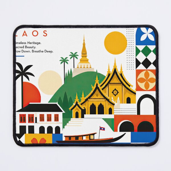 Item preview, Illustrated travel poster featuring Luang Prabang, Laos, with designed and sold by ckybe.