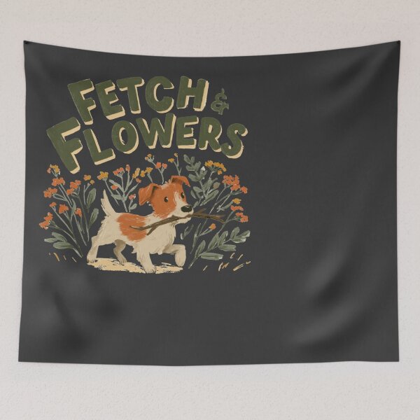 Item preview, Fetch & Flowers Playful Terrier Dog Lover Design designed and sold by NicolasGlowArt.