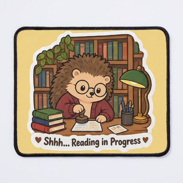 Item preview, Cute Hedgehog Librarian – Shhh Reading in Progress Book Lover Gift designed and sold by Isliath.