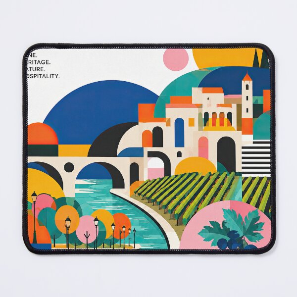 Item preview, Colorful illustrated landscape poster depicting vineyards, Medit designed and sold by ckybe.