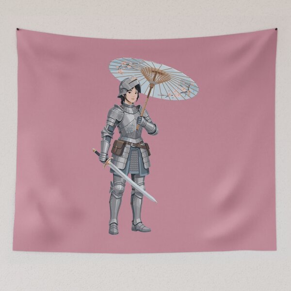 Item preview, Female Knight Cherry Blossom Parasol Fantasy Warrior designed and sold by KungPowUnicorn.