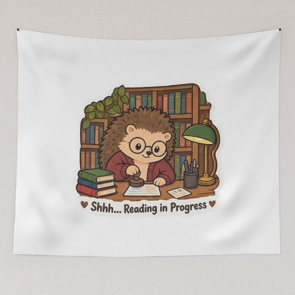 Item preview, Cute Hedgehog Librarian – Shhh Reading in Progress Book Lover Gift designed and sold by Isliath.