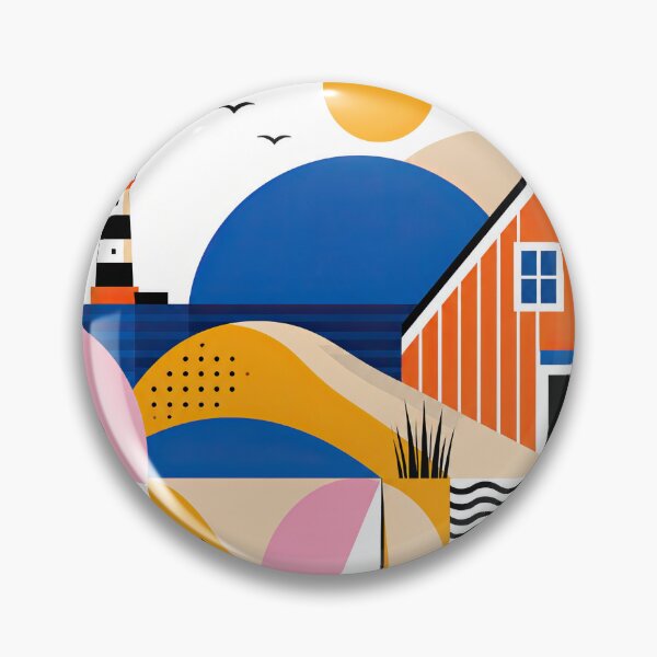 Item preview, Colorful geometric illustration of a Nordic coastal village designed and sold by ckybe.