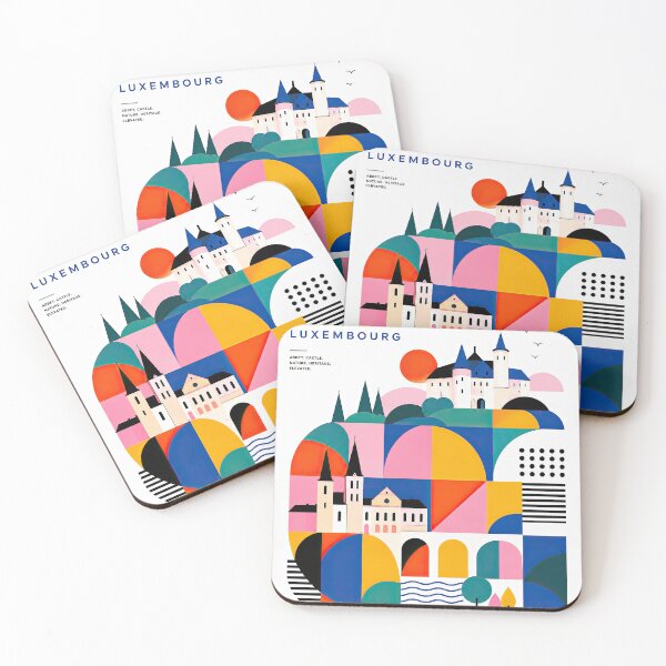 Item preview, Colorful geometric poster featuring Luxembourg castles, church t designed and sold by ckybe.