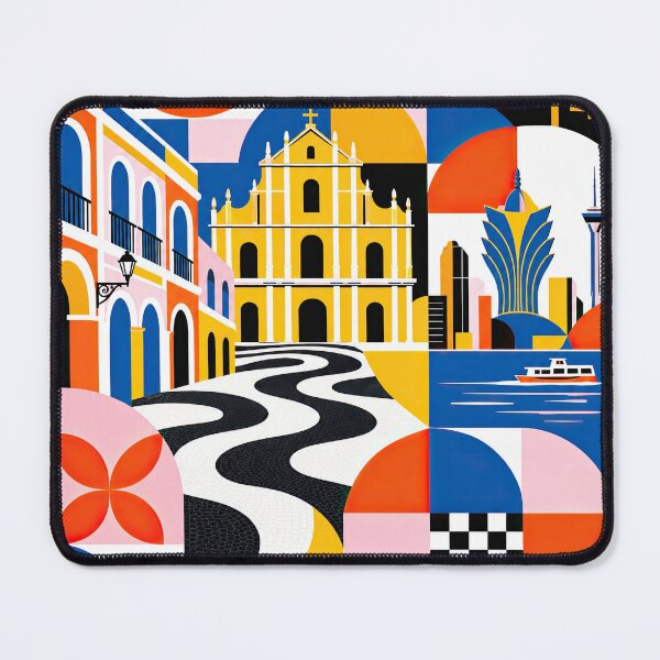 Item preview, Colorful geometric travel poster depicting Macau Peninsula landm designed and sold by ckybe.