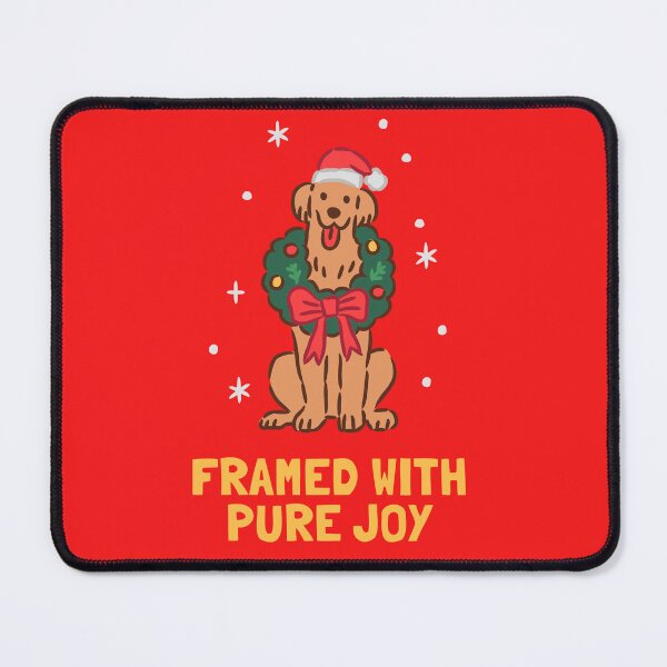 Item preview, Golden Retriever sitting inside Christmas Wreath with Santa Hat designed and sold by monkik.