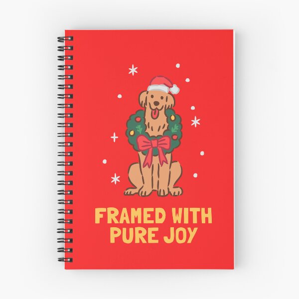 Item preview, Golden Retriever sitting inside Christmas Wreath with Santa Hat designed and sold by monkik.