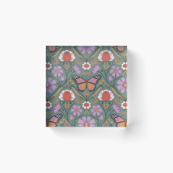 Item preview, Butterfly Botanical Art Nouveau Pattern – Vintage Floral Butterfly Seamless Design designed and sold by Tamas Das.