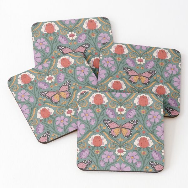Item preview, Butterfly Botanical Art Nouveau Pattern – Vintage Floral Butterfly Seamless Design designed and sold by Tamas Das.