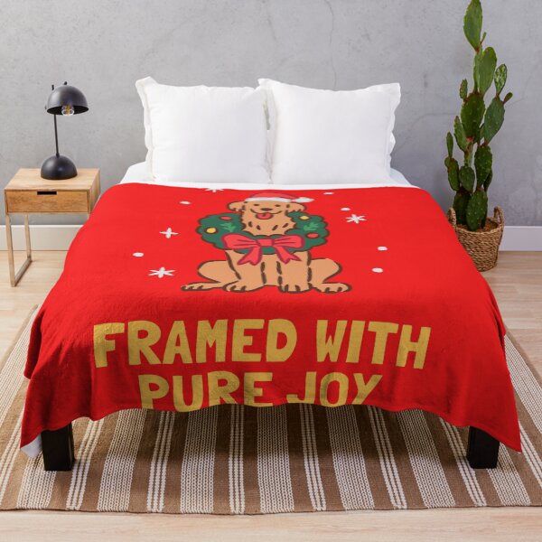 Item preview, Golden Retriever sitting inside Christmas Wreath with Santa Hat designed and sold by monkik.