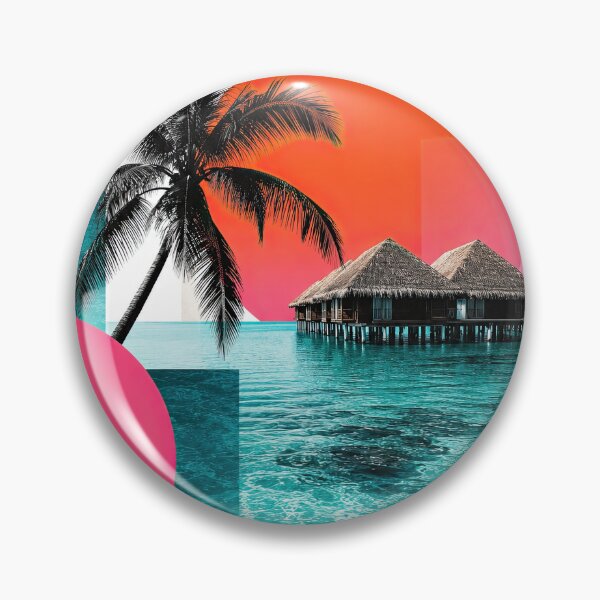 Item preview, Maldives tropical travel collage featuring palm trees, turquoise designed and sold by ckybe.