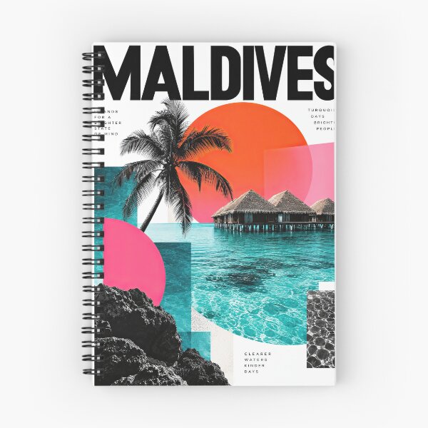 Item preview, Maldives tropical travel collage featuring palm trees, turquoise designed and sold by ckybe.