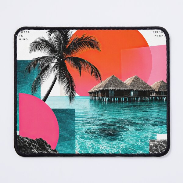 Item preview, Maldives tropical travel collage featuring palm trees, turquoise designed and sold by ckybe.