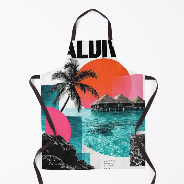 Item preview, Maldives tropical travel collage featuring palm trees, turquoise designed and sold by ckybe.