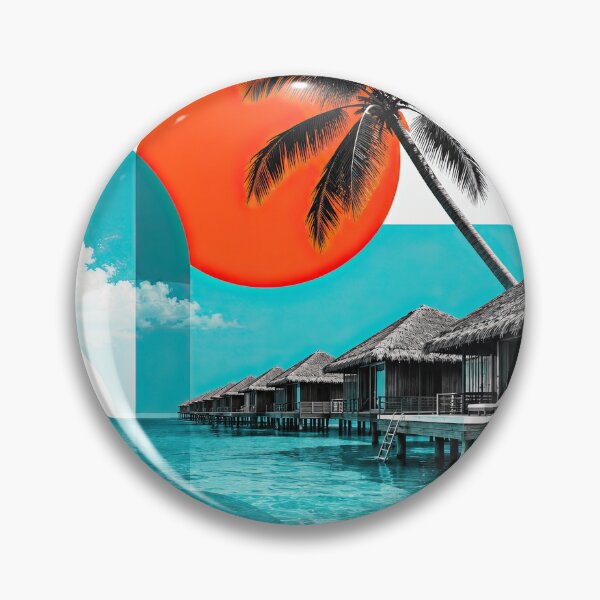 Item preview, Maldives travel poster featuring overwater bungalows, turquoise designed and sold by ckybe.