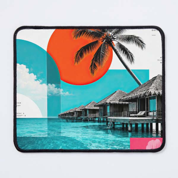 Item preview, Maldives travel poster featuring overwater bungalows, turquoise designed and sold by ckybe.