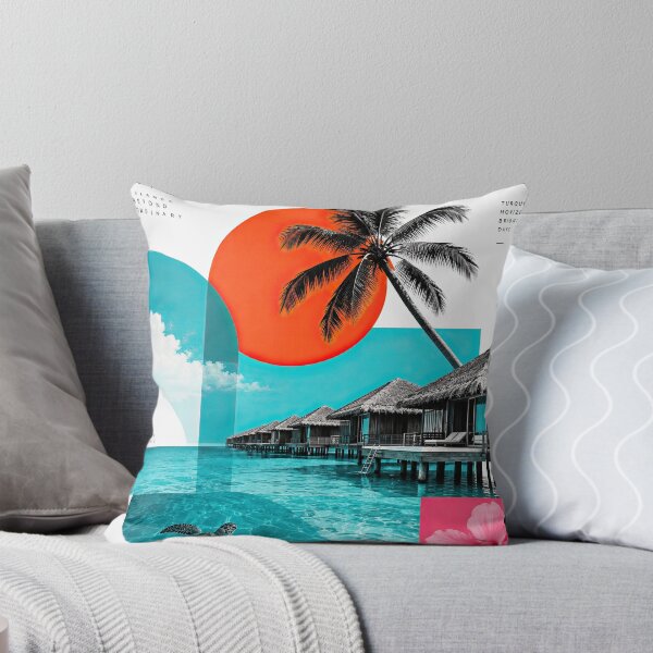 Item preview, Maldives travel poster featuring overwater bungalows, turquoise designed and sold by ckybe.