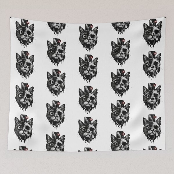 Item preview, Cyber Skull Cat Glitch Art Broken Screen Aesthetic designed and sold by zzz888.