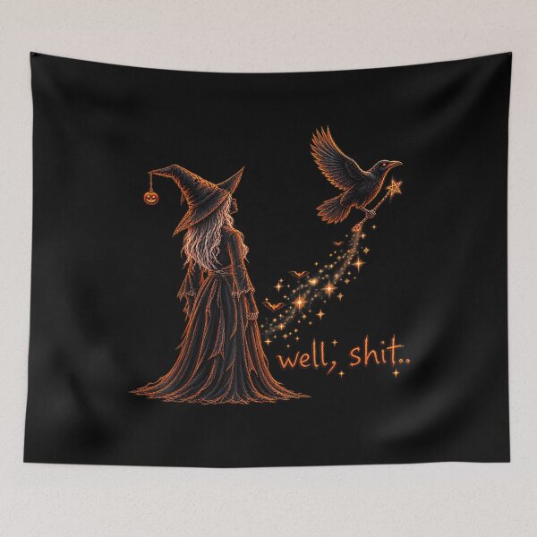 Item preview, Well Shit Funny Witch Crow Magic Wand Halloween Spooky  designed and sold by MidzzSky.