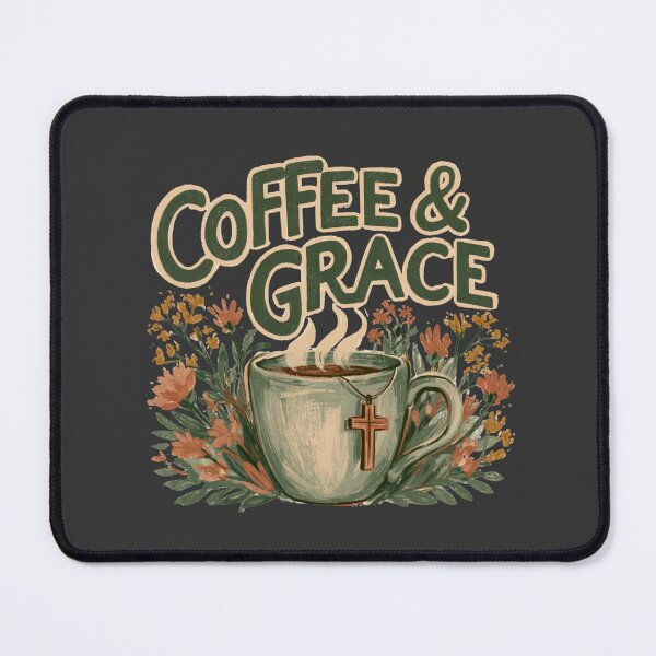 Item preview, Coffee Grace Christian Faith Floral Cross Mug designed and sold by NicolasGlowArt.