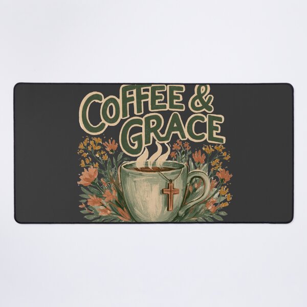 Item preview, Coffee Grace Christian Faith Floral Cross Mug designed and sold by NicolasGlowArt.