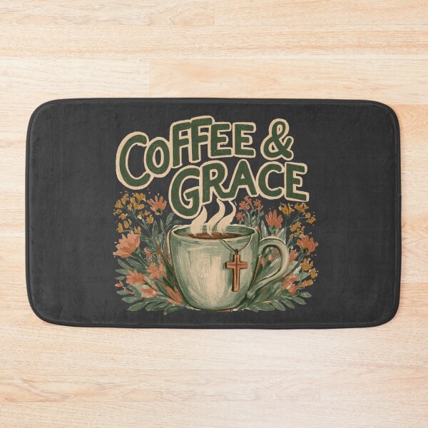 Item preview, Coffee Grace Christian Faith Floral Cross Mug designed and sold by NicolasGlowArt.
