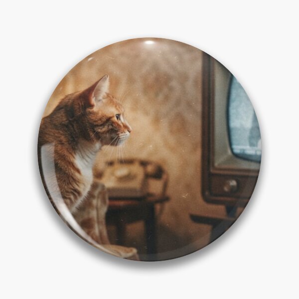 Item preview, Retro Cat Watching TV Vintage Evening Nostalgia designed and sold by ilkami.