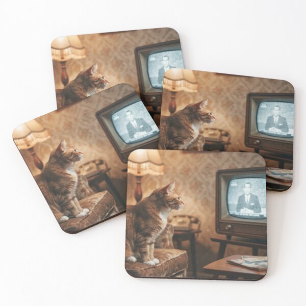 Item preview, Retro Cat Watching TV Vintage Evening Nostalgia designed and sold by ilkami.