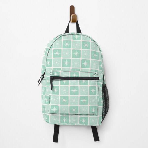 Item preview, Mid Century Atomic Stars Checks Soft Mint Green designed and sold by Pinkdeer Designs.