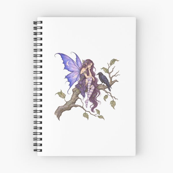 Item preview, Violet forest fairy on a branch with a raven designed and sold by LongIslandDesgn.