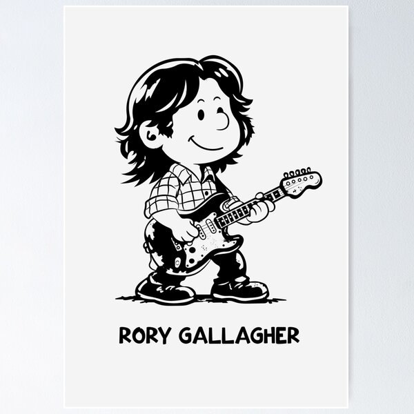 Item preview, Rory Gallagher Cartoon – Vintage Guitar Legend Illustration designed and sold by THE MODA STEREO.